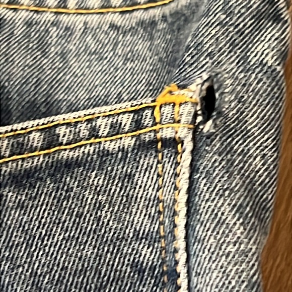 Carmar Denim Ursula Straight High-Rise Jeans Dark Blue Stripes Distressed Rips - Picture 15 of 17